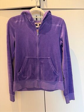 Juicy Couture Purple Velour Hoodie with Gold J Pull